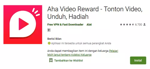 aha video reward - playstore